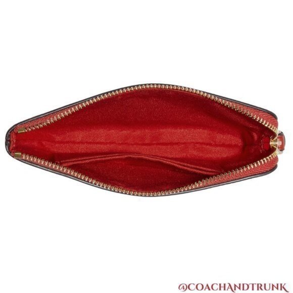 COACH Corner Zip Wristlet With Mini Vintage Rose Print Miami Red Multicolor NWT